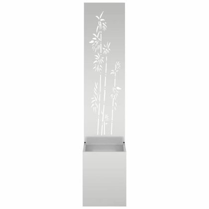 Градинска саксия с декоративна панел Сребрист 32 x 140 см