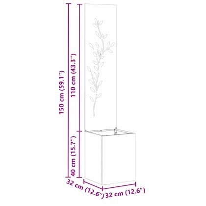 Екран за градинска неприкосновеност Ръждясало 32 x 140 см