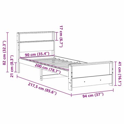 Рамка за легло с таблото Бяло 90 x 200 cm Инженерно дърво