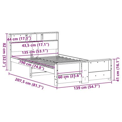 Рамка за легло с таблото Бяло 135 x 190 cm Инженерно дърво