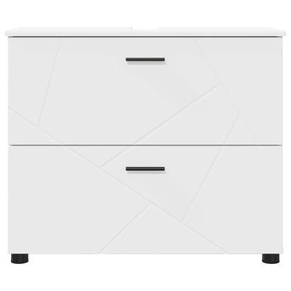 Шкаф за баня Бяло 76,5 x 35 x 64 см Инженерно дърво & Метал