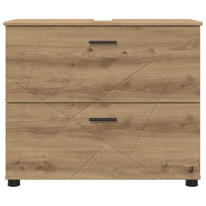 Шкаф за баня Дъб 76,5 x 35 x 64 см Инженерно дърво & Метал