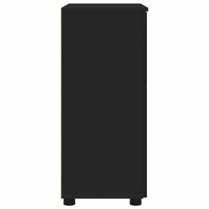 Шкаф за баня Черно 60 x 35 x 80 см Инженерно дърво & Метал