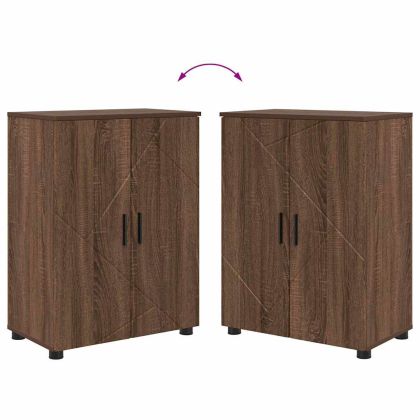 Шкаф за баня Кафяв дъб 60 x 35 x 80 см Инженерно дърво & Метал