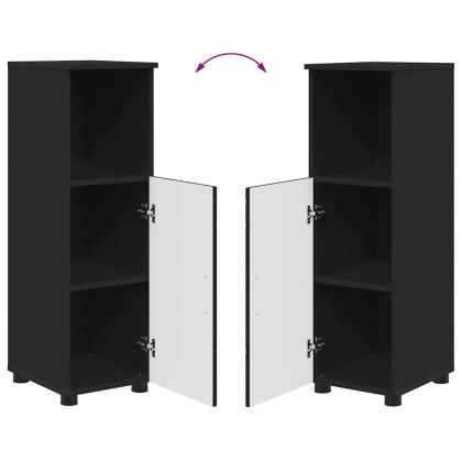 Шкаф за баня Черно 30 x 35 x 95 см Инженерно дърво & Метал