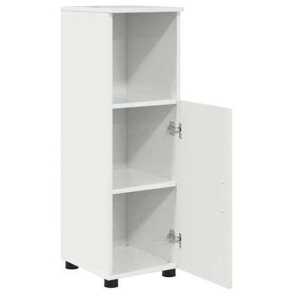 Шкаф за баня със съхранение Лъскаво бяло 30 x 35 x 95 см