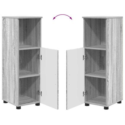 Шкаф за баня Сив Сонома 30 x 35 x 95 см Инженерно дърво & Метал