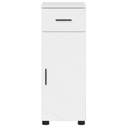 Шкаф за баня с чекмедже с врата Лъскаво бяло 30 x 35 x 80 см
