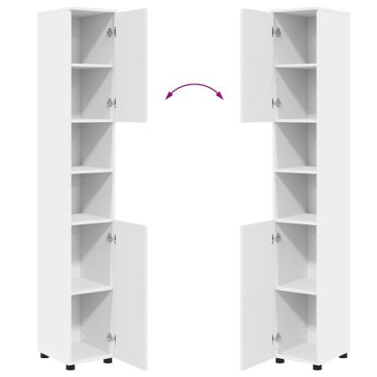 Шкаф за баня Бяло 30 x 35 x 192 см Инженерно дърво & Метал