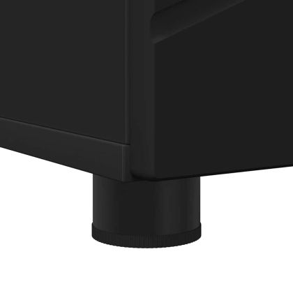 Шкаф за баня Черно 30 x 35 x 192 см Инженерно дърво & Метал