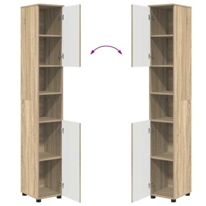 Шкаф за баня със съхранение с врата Сонома дъб 30 x 35 x 192 см