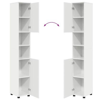 Шкаф за баня със съхранение Лъскаво бяло 30 x 35 x 192 см