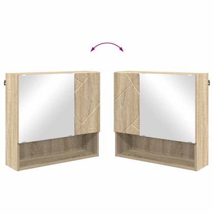Шкаф с огледало дъб сонома 59 x 17 x 55 см Инженерно дърво