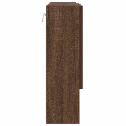 Шкаф с огледало Кафяв дъб 59 x 17 x 55 см Инженерно дърво