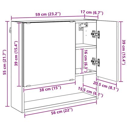 Шкаф с огледало Старо дърво 59 x 17 x 55 см Инженерно дърво