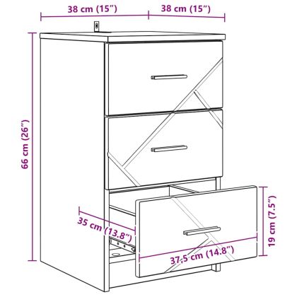 Нощен шкаф Бетонно сиво 38 x 38 x 66 см Инженерно дърво