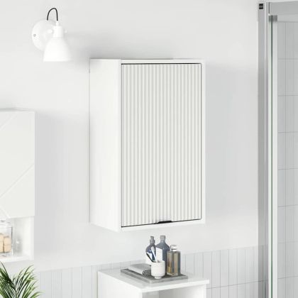 Шкаф за баня Монтиране на стена Лъскаво бяло 39 x 23,5 x 65 см