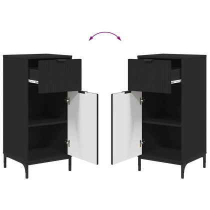 Шкаф за баня Черно 39,5 x 36 x 88 см Инженерно дърво & Метал