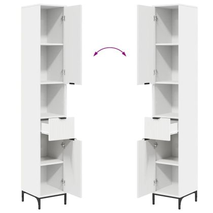 Шкаф за баня Бяло 31,5 x 33 x 190 см Инженерно дърво & Метал