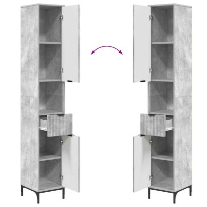 Шкаф за баня с чекмедже Циментено сиво 31,5 x 33 x 190 см