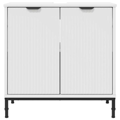 Шкаф за мивка в баня Бяло 60.5 x 33.5 x 61 см Инженерно дърво