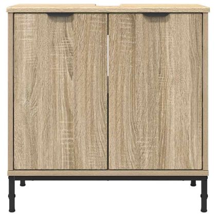 Шкаф за мивка в баня с врата Сонома дъб 60,5 x 33,5 x 61 см