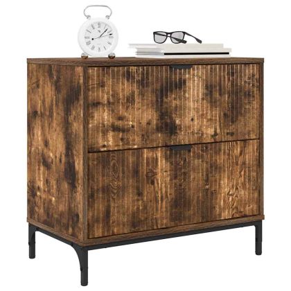 Нощно шкафче Опушен дъб 63.5 x 36 x 61 см Инженерно дърво