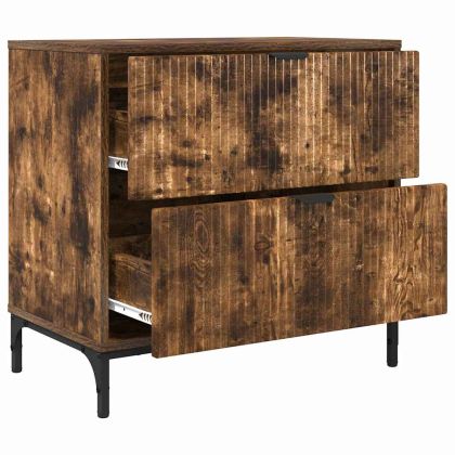 Нощно шкафче Опушен дъб 63.5 x 36 x 61 см Инженерно дърво