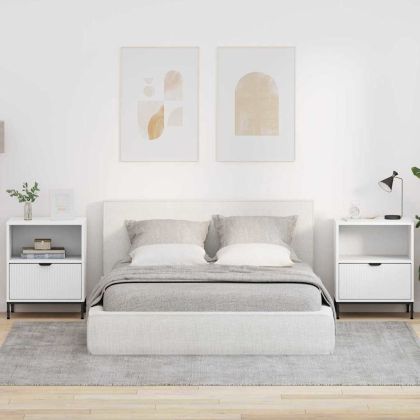 Нощни маси 2 pcs Бяло 49 x 36 x 61 см Инженерно дърво