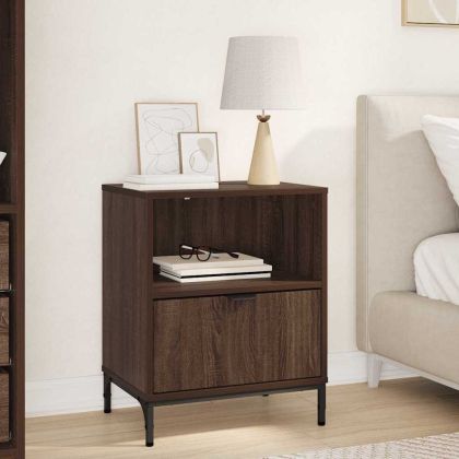 Нощно шкафче Кафяв дъб 49 x 36 x 61 см Инженерно дърво