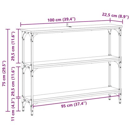 Конзолна маса с рафт Дъб 100 x 22,5 x 75 см Инженерно дърво