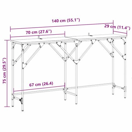 Конзолна маса дъб артизан 140 x 29 x 75 см Инженерно дърво
