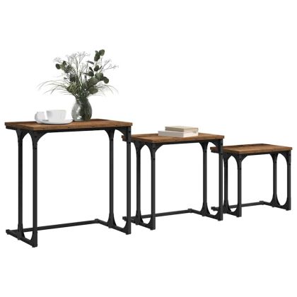 Нестинг масичка за кафе 3 pcs Старо дърво 50.5 x 35 x 53 см