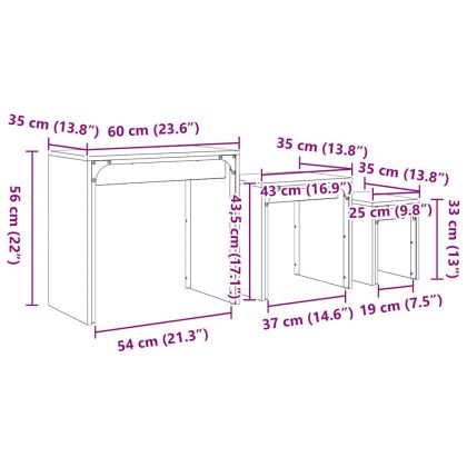 Масичка за кафе 3 pcs Дъб Инженерно дърво