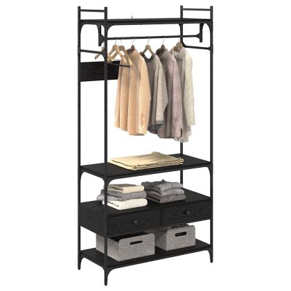 Гардероб с рафт Черен дъб 89 x 39 x 184.5 см Инженерно дърво