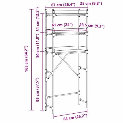 Етажерка за перална машина 67 x 25 x 163 см Инженерно дърво