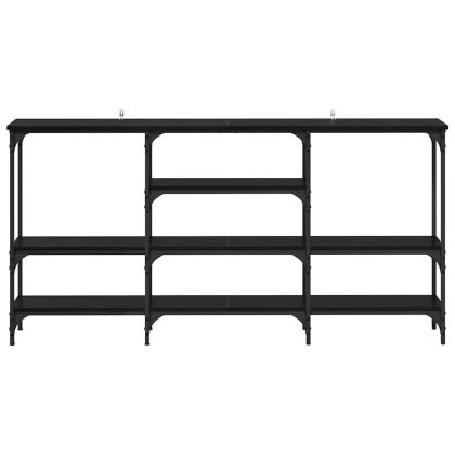 Конзолна маса с рафт Черен дъб 160 x 29 x 80 см Инженерно дърво