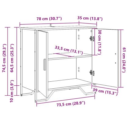 Служебен шкаф Черно 78 x 35.5 x 74.5 см Инженерно дърво