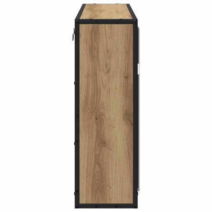 Шкаф с огледало за баня с рафт дъб артизан 65 x 20 x 60 см