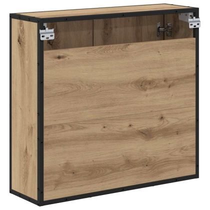 Шкаф с огледало за баня с рафт дъб артизан 65 x 20 x 60 см