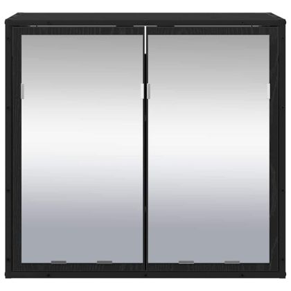 Шкаф с огледало за баня с рафт Черен дъб 65 x 20 x 60 см