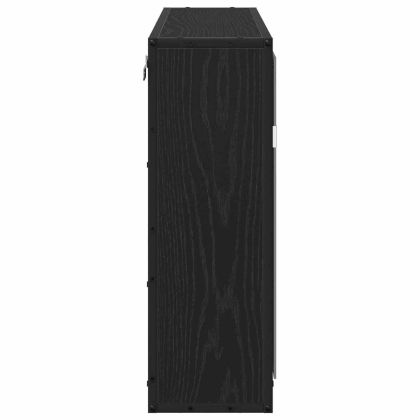 Шкаф с огледало за баня с рафт Черен дъб 65 x 20 x 60 см