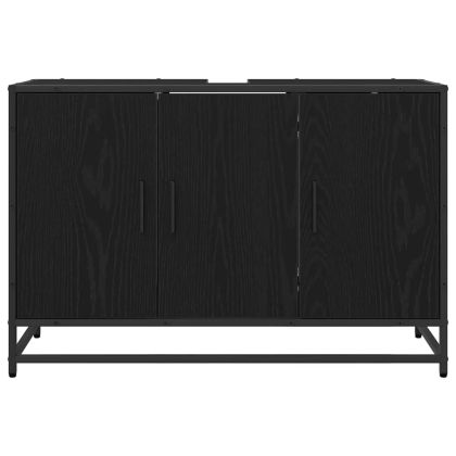 Шкаф за баня с врата Черния дъб 90 x 33 x 60 см Инженерно дърво