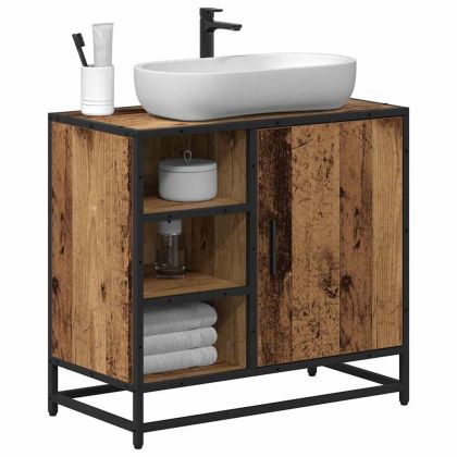 Шкаф за баня с рафт Старо дърво 65 x 33 x 60 см Инженерно дърво