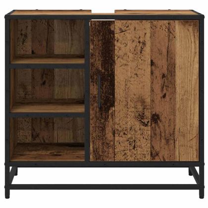 Шкаф за баня с рафт Старо дърво 65 x 33 x 60 см Инженерно дърво