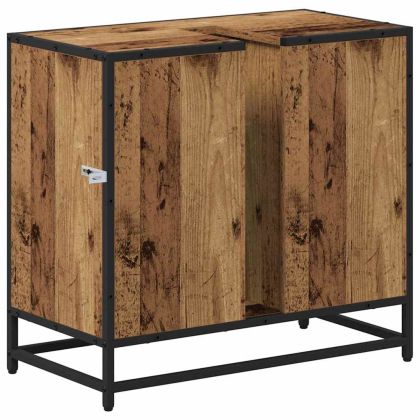 Шкаф за баня с рафт Старо дърво 65 x 33 x 60 см Инженерно дърво