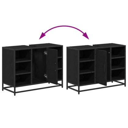 Шкаф за баня с рафт Черния дъб 80 x 33 x 60 см Инженерно дърво