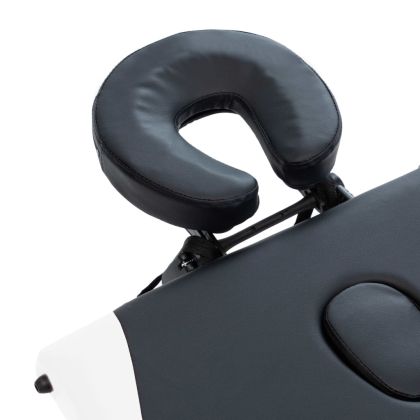 3-зонова сгъваема масажна кушетка, алуминий, черно и бяло