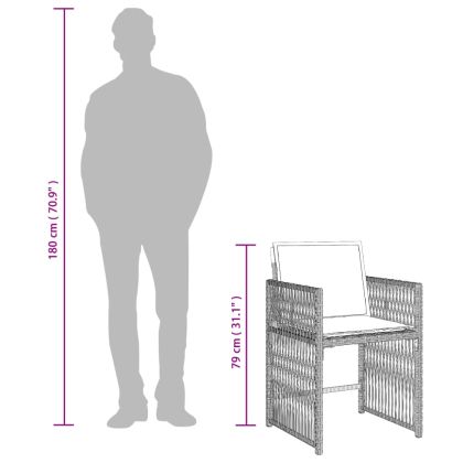Градински комплект с възглавници 17 части полиратан светлосив