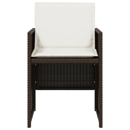 Градински столове с възглавници, 4 бр, кафяви, полиратан